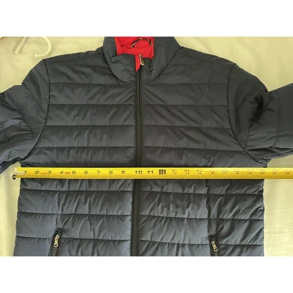 Brooks Brothers Reversible Jacket Mens Small Blue Red Quilted Puffer Full Zip - Picture 2 of 7